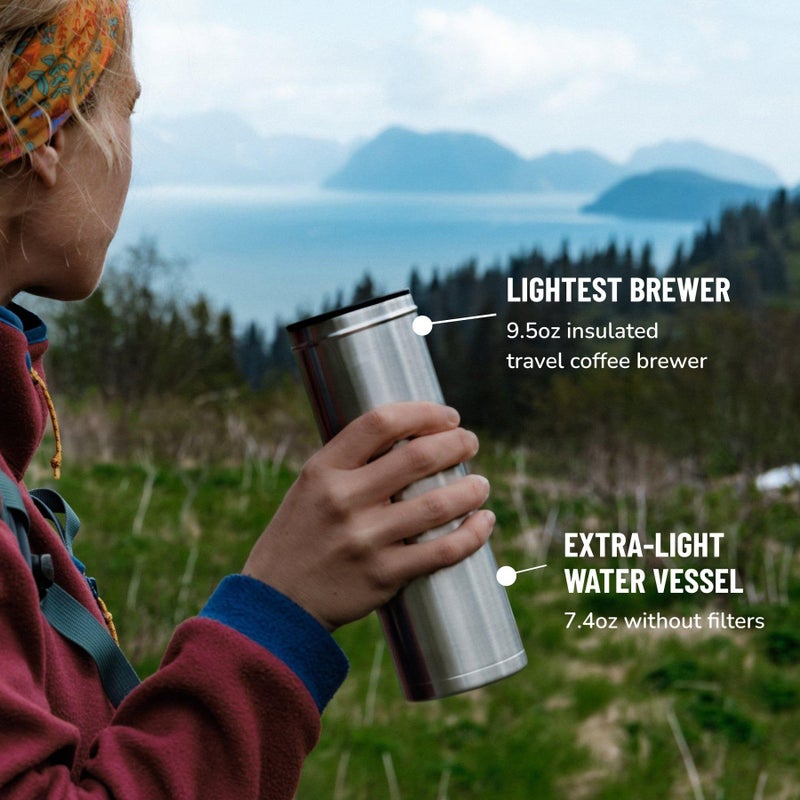 ESPRO P0 Ultralight French Press Coffee Maker for Travel, Vacuum Insulated Stainless Steel, 16 Ounces, Brushed Stainless Steel - Image 5